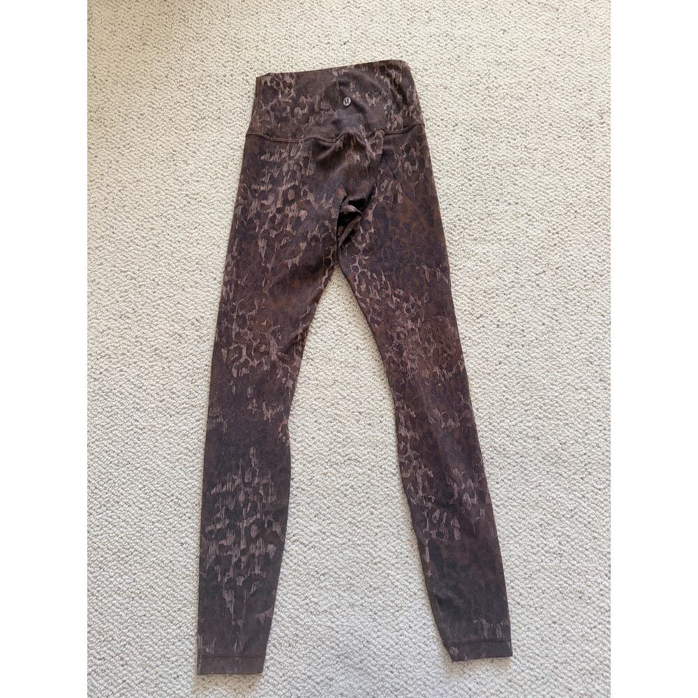 Lululemon Leggings Align Brown Animal Leopard Print High Rise 4 Yoga Pants - Picture 3 of 6